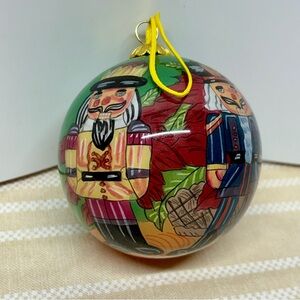 Nutcracker Ornament Reverse Hand painted Glass Ball 3" with box